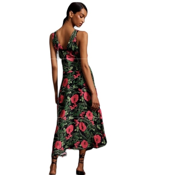NWT’S Anthropology Maeve floral Rushing Pink & Green midi dress size 2 - Picture 1 of 16